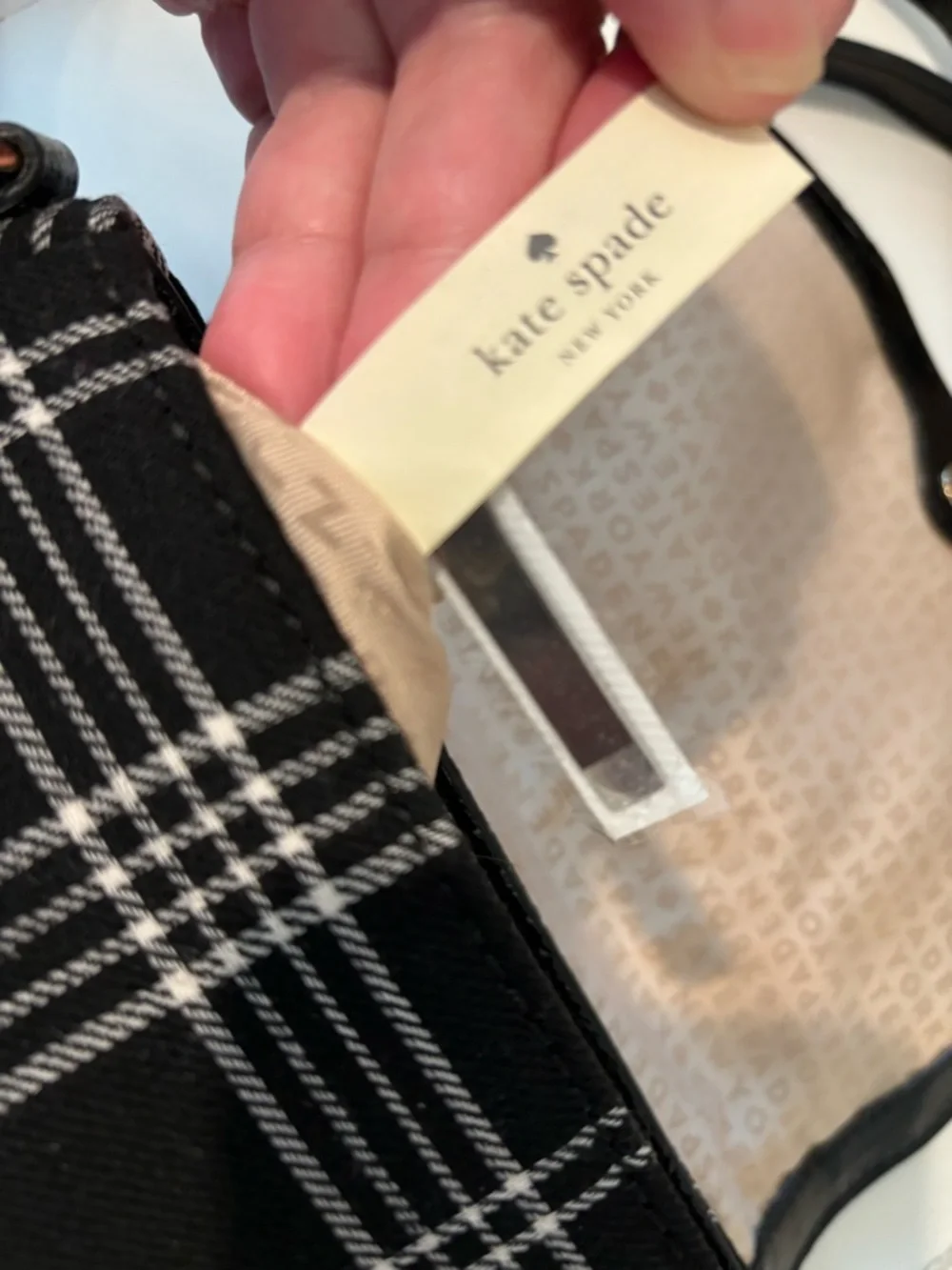Kate Spade Primrose Hill Little Kailen Crossbody Plaid Fabric Patent Leather Bow